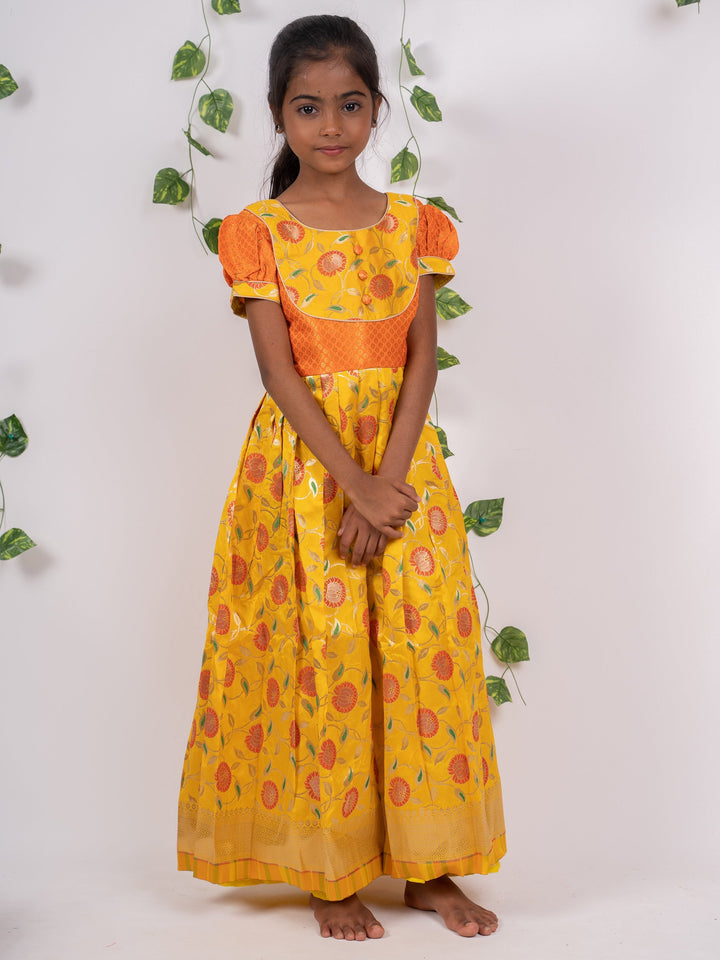 The Nesavu Silk Frocks Banarasi Floral Jacquard Floor Length Silk Frock psr silks Nesavu