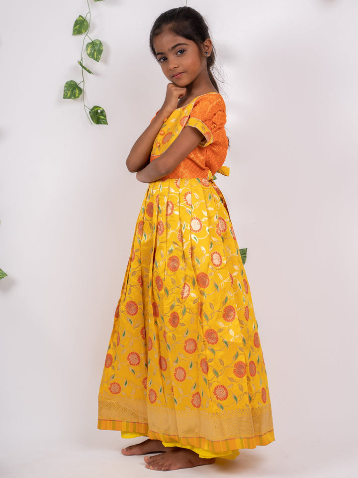 The Nesavu Silk Frocks Banarasi Floral Jacquard Floor Length Silk Frock psr silks Nesavu