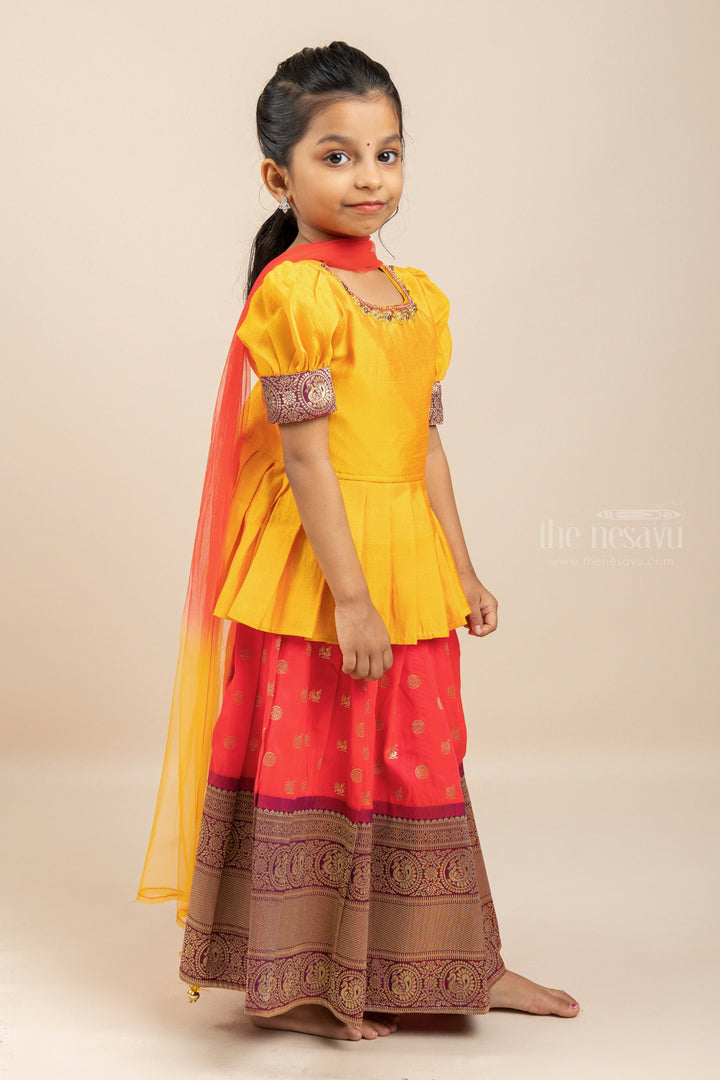 The Nesavu Lehenga & Ghagra Banarasi Pattu Lehenga With Embroidery Neck And Sleeves psr silks Nesavu