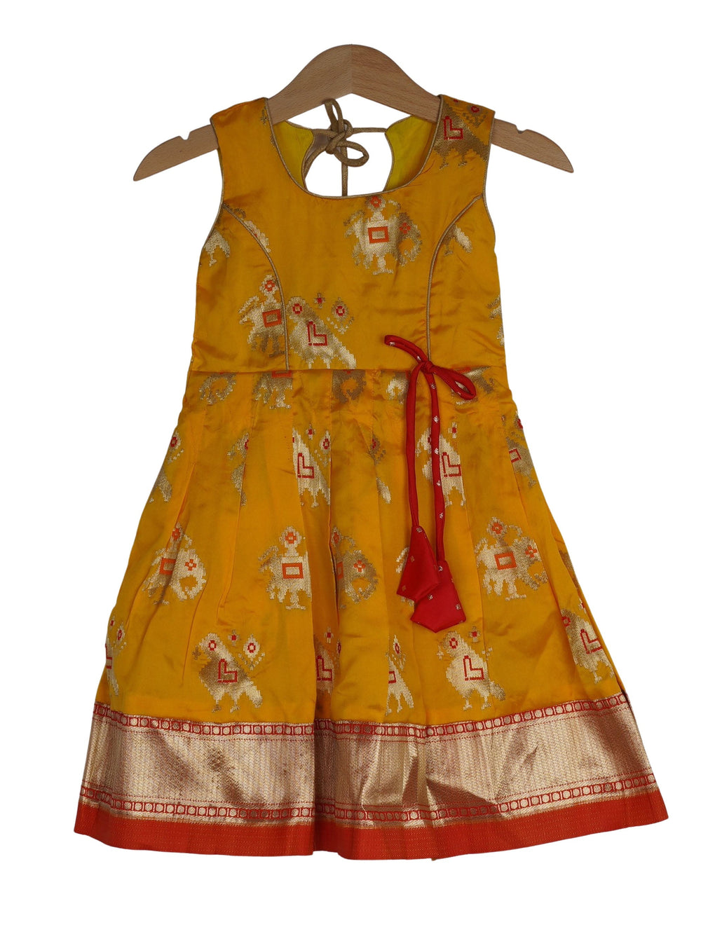 The Nesavu Kids Anarkali Banarasi Semi Silk Long Frock With Jacket psr silks Nesavu