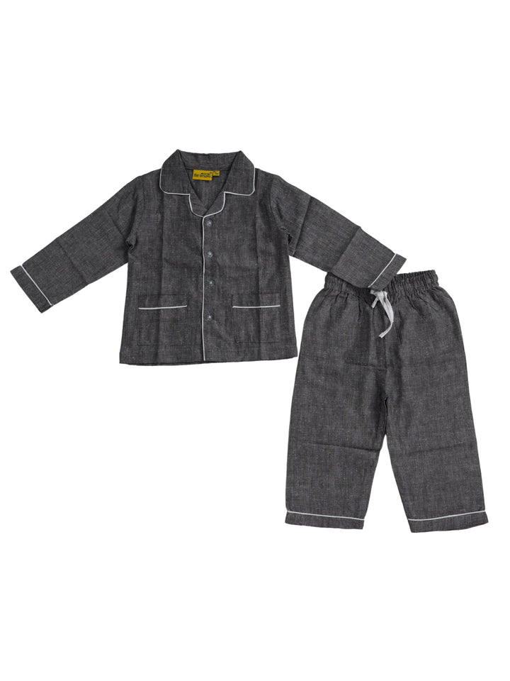 The Nesavu Night Dress Blue Valley - Comfortable Unisex Night Dresses With Pockets psr silks Nesavu 1 (1Y-2Y) / Grey NS026