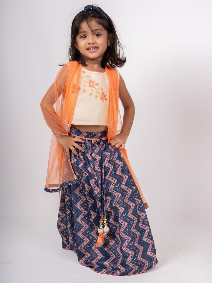 The Nesavu Lehenga & Ghagra Blue Zig Zag Party Wear Designer Choli Dresses For Girls psr silks Nesavu 16 (1Y ) / navyblue GL228