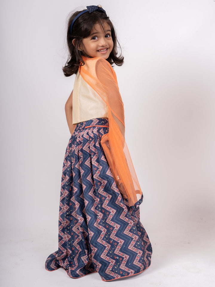 The Nesavu Lehenga & Ghagra Blue Zig Zag Party Wear Designer Choli Dresses For Girls psr silks Nesavu