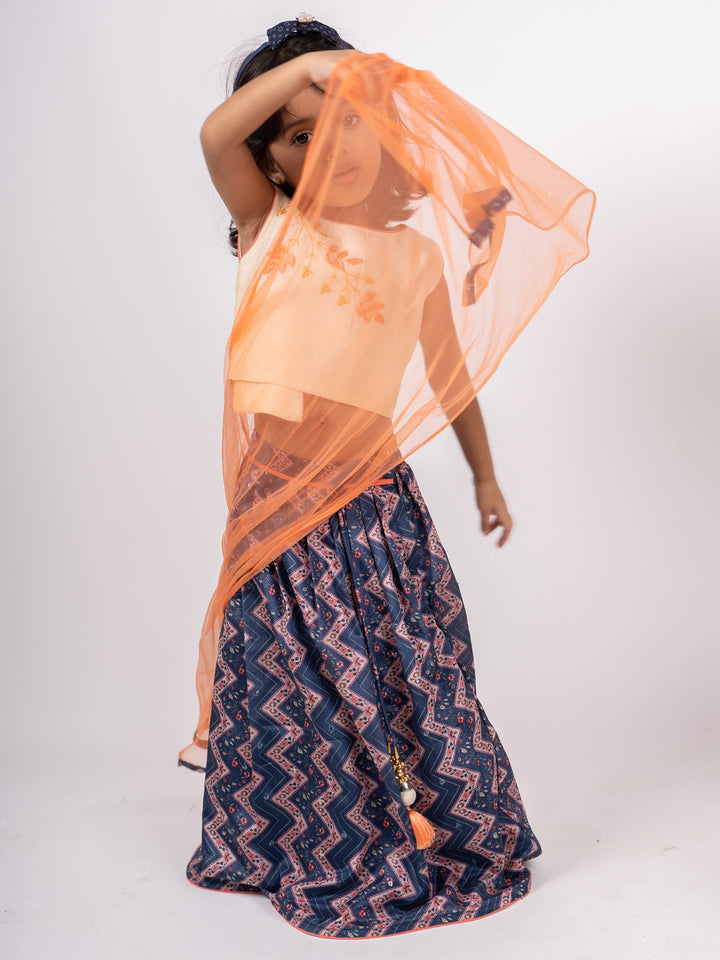 The Nesavu Lehenga & Ghagra Blue Zig Zag Party Wear Designer Choli Dresses For Girls psr silks Nesavu
