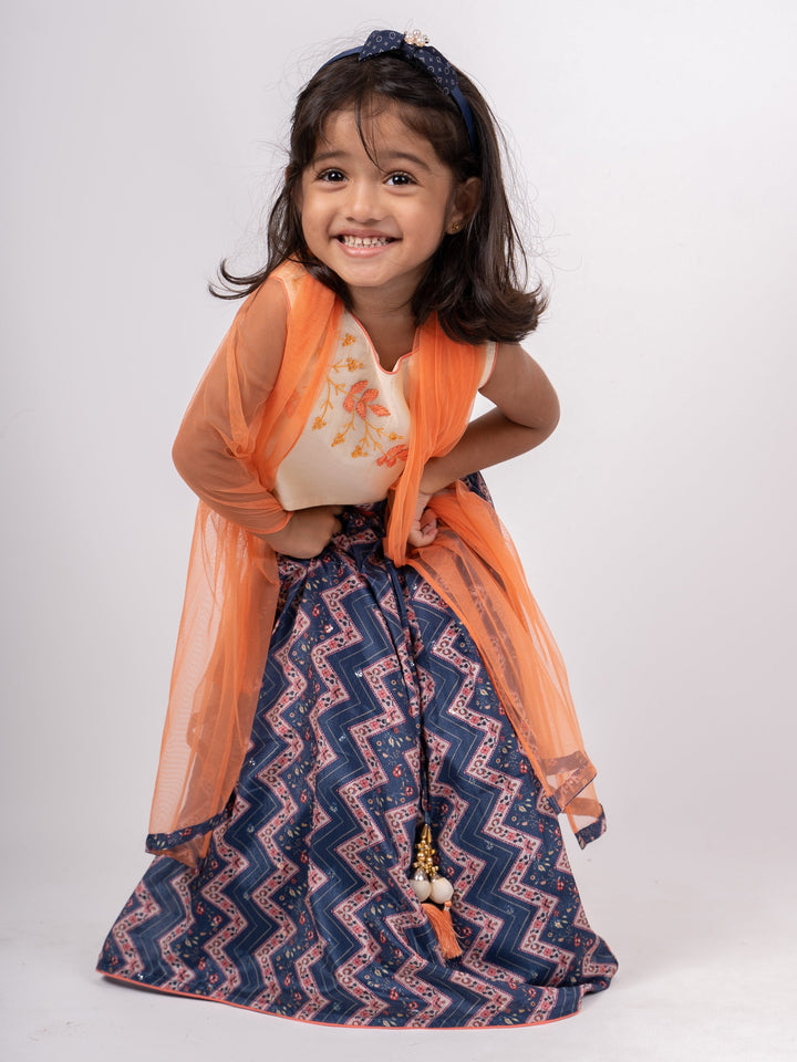 The Nesavu Lehenga & Ghagra Blue Zig Zag Party Wear Designer Choli Dresses For Girls psr silks Nesavu