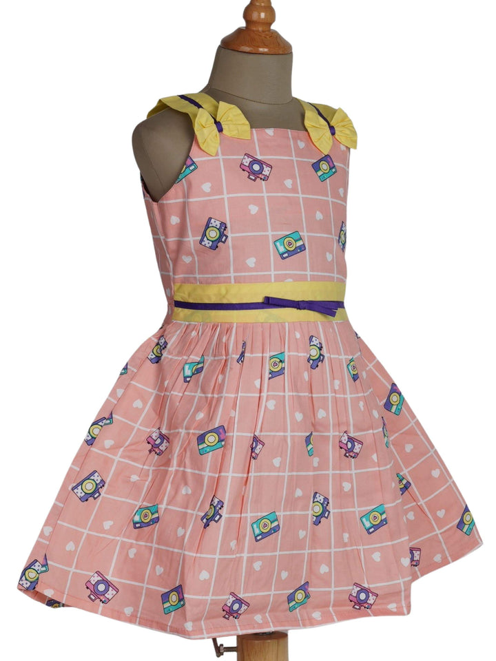 The Nesavu Frocks & Dresses Click Click- Sleeveless Soft Cotton Frock For Girls With Waistline Trims psr silks Nesavu