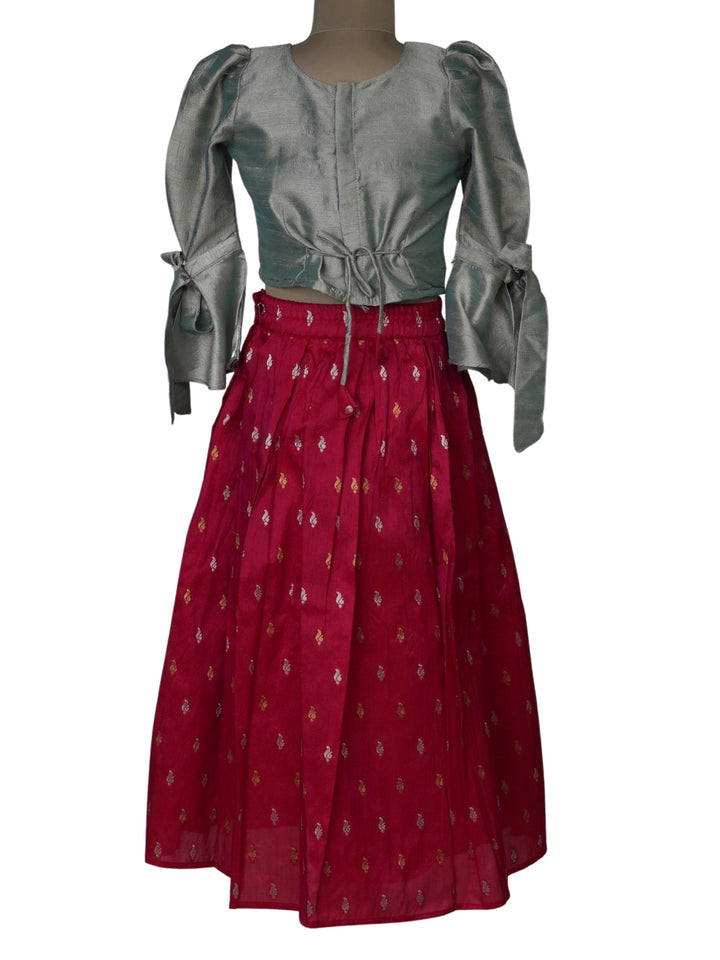The Nesavu Lehenga & Ghagra Contemporary Lehenga Set in Elbow Sleeve Style for Kids psr silks Nesavu