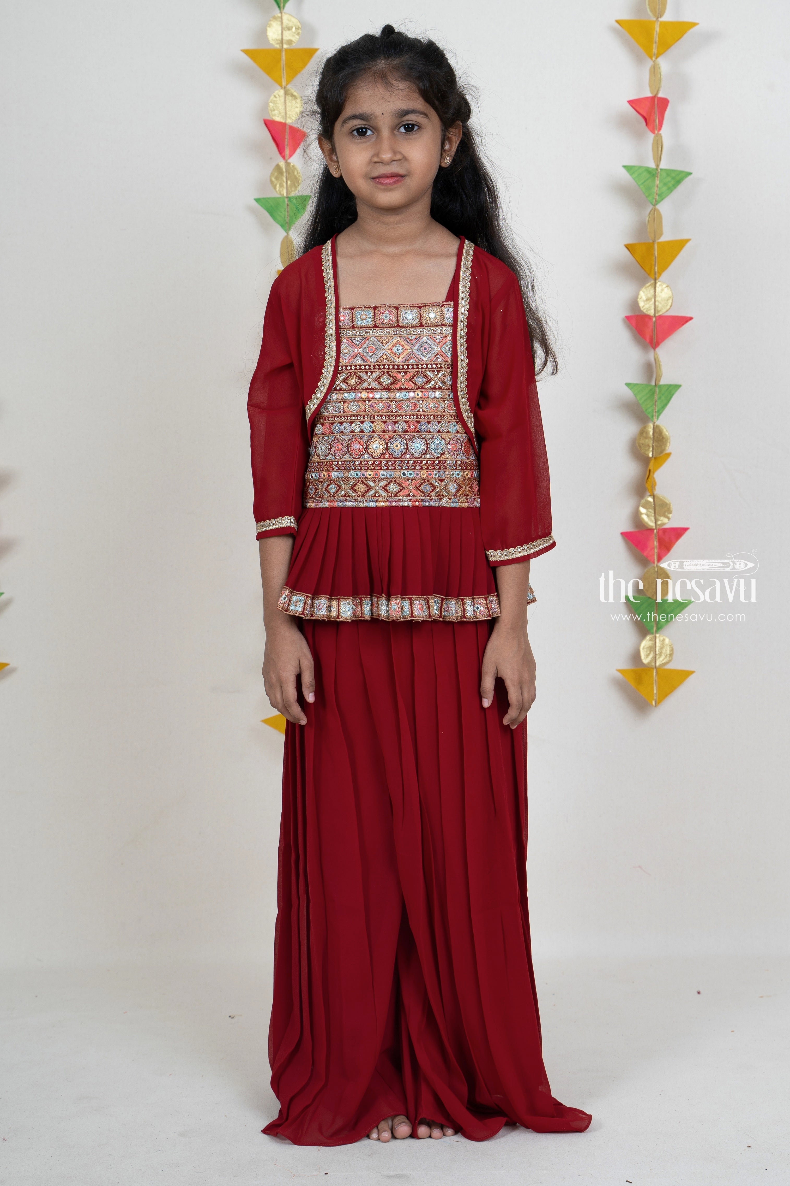 Buy BIBA GIRLS Coral Girls Round Neck Printed Palazzo Suit | Shoppers Stop