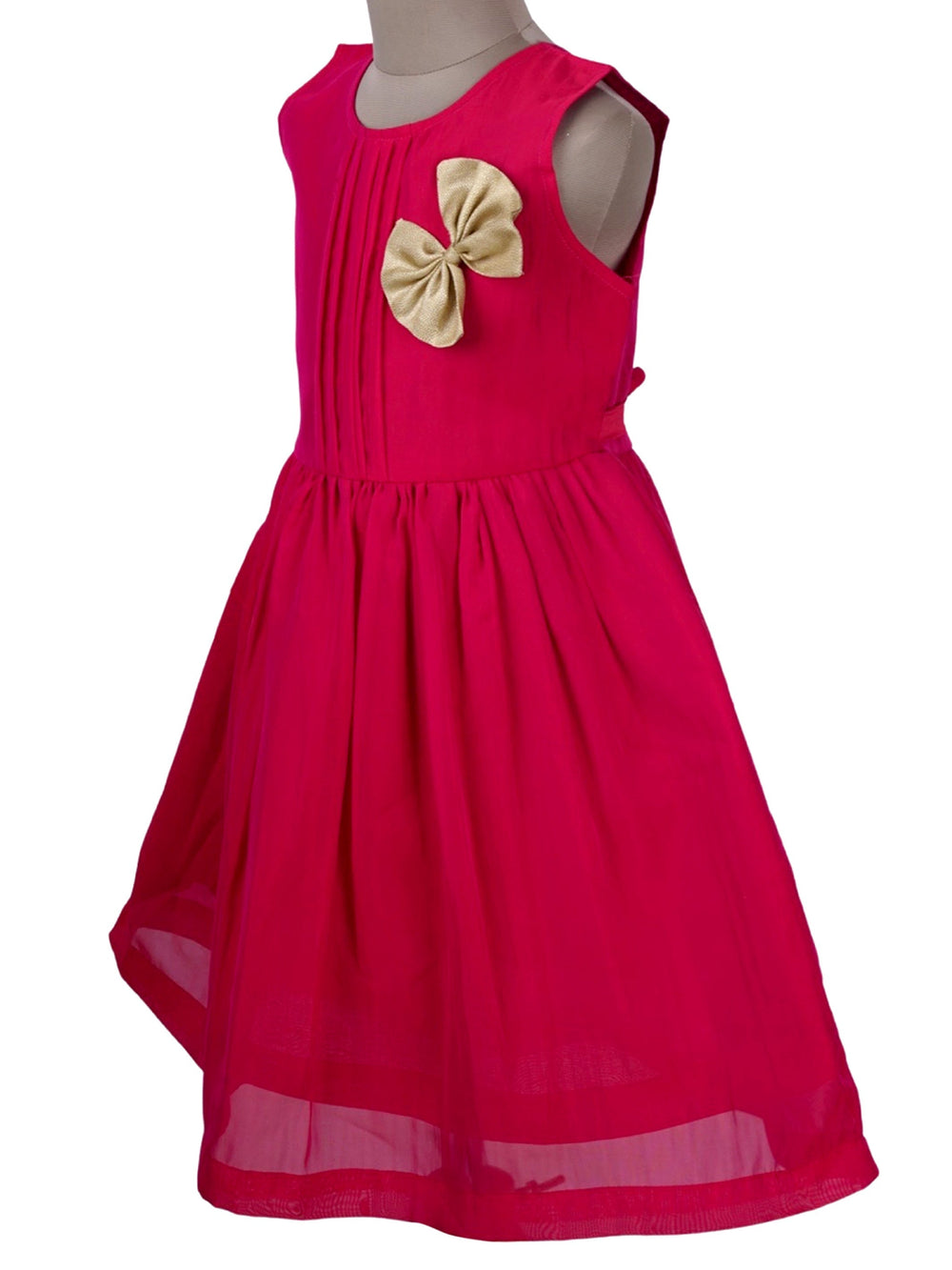 The Nesavu Frocks & Dresses Dark red flower embellished semi-cotton designer baby frock psr silks Nesavu
