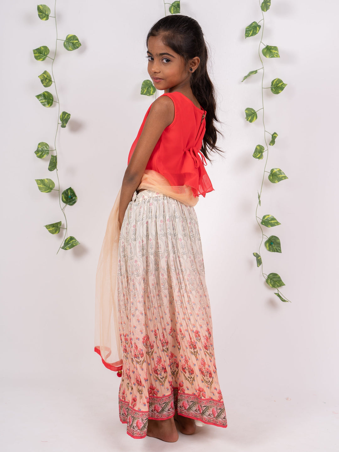 The Nesavu Lehenga & Ghagra Designer Floral Lehenga With Orange Embroidery Crop Top For Girls psr silks Nesavu