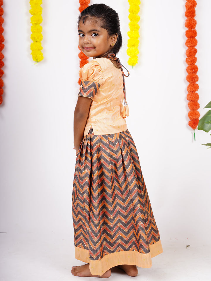 The Nesavu Pattu Pavadai Designer Jacquard Ikat Silk Pattu Langa Voni For Baby Girls psr silks Nesavu