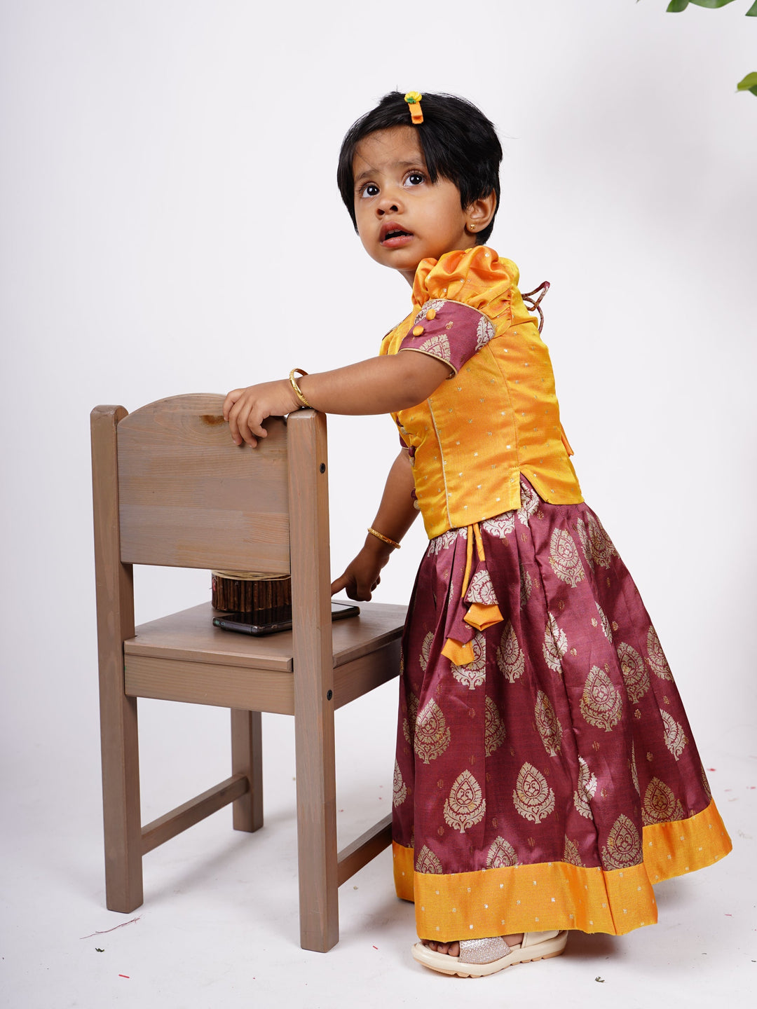 The Nesavu Pattu Pavadai Designer Jacquard Silk Pattu Langa Voni For Baby Girls psr silks Nesavu