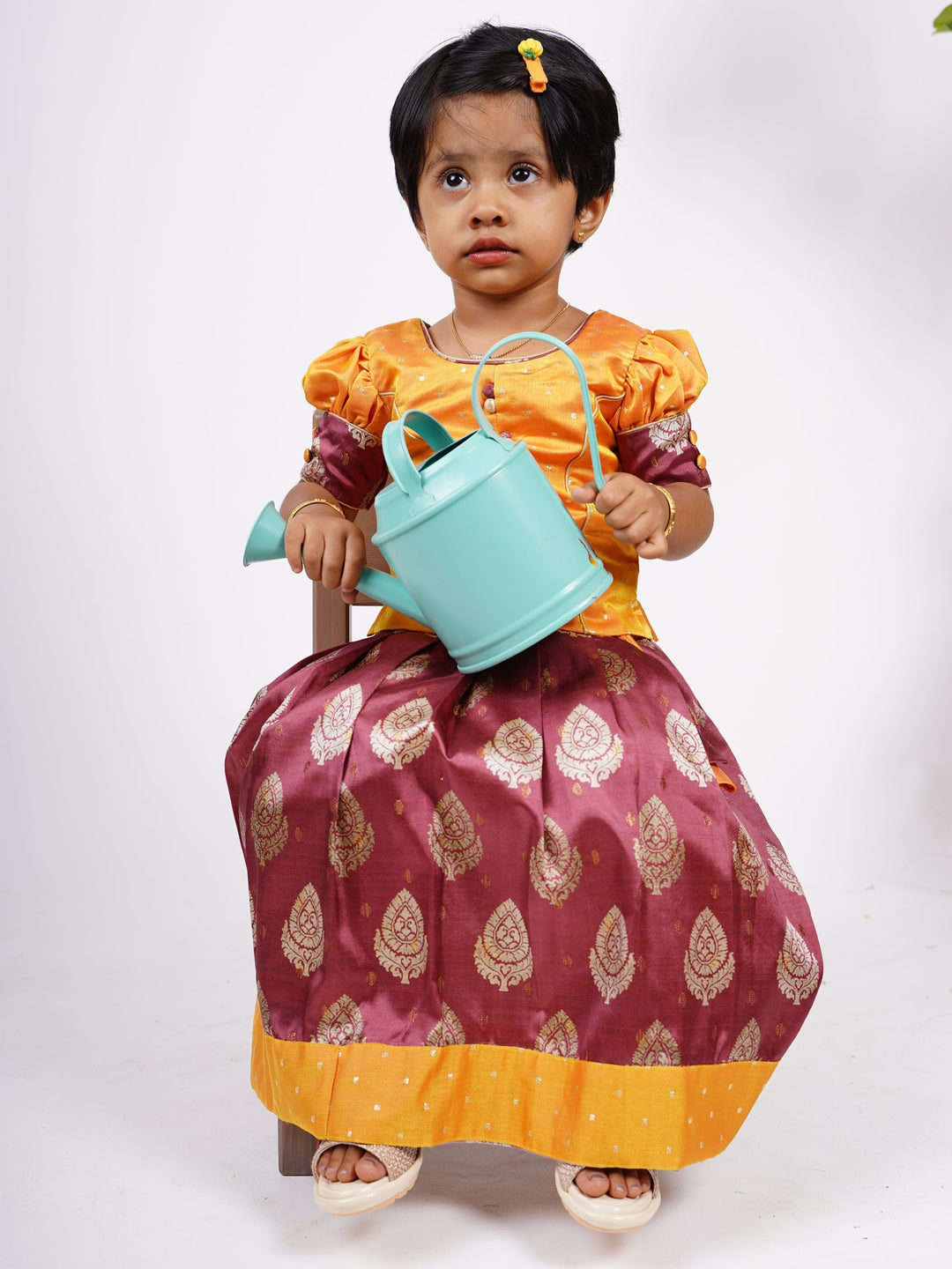 The Nesavu Designer Jacquard Silk Pattu Langa Voni For Baby Girls psr silks Nesavu