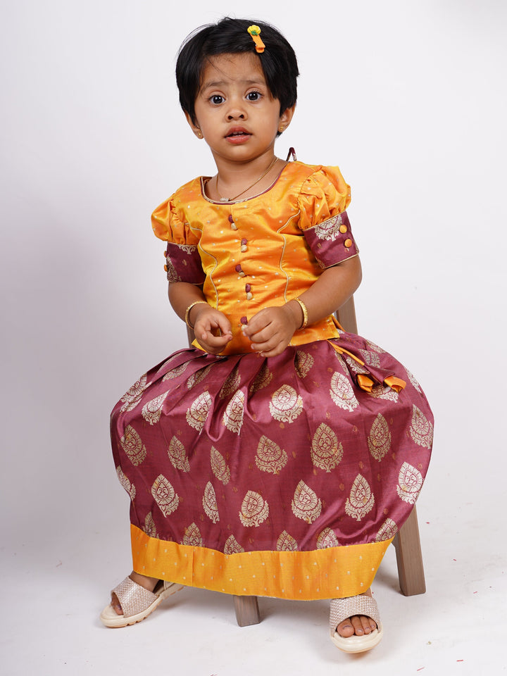 The Nesavu Designer Jacquard Silk Pattu Langa Voni For Baby Girls psr silks Nesavu