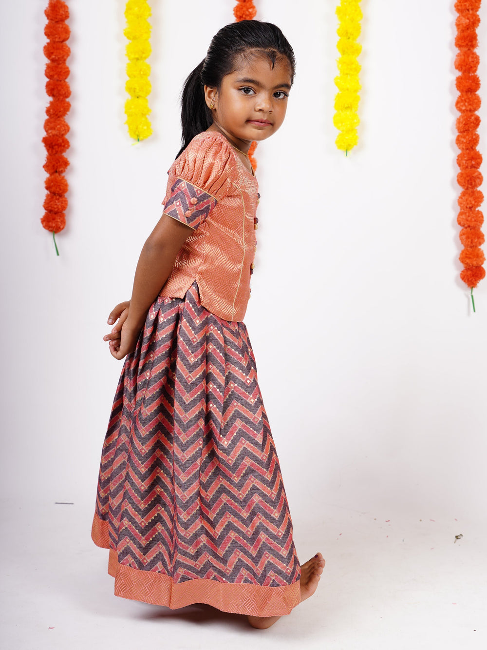 The Nesavu Lehenga & Ghagra Designer Jacquard Silk Pavadai And Top  For Baby Girls psr silks Nesavu