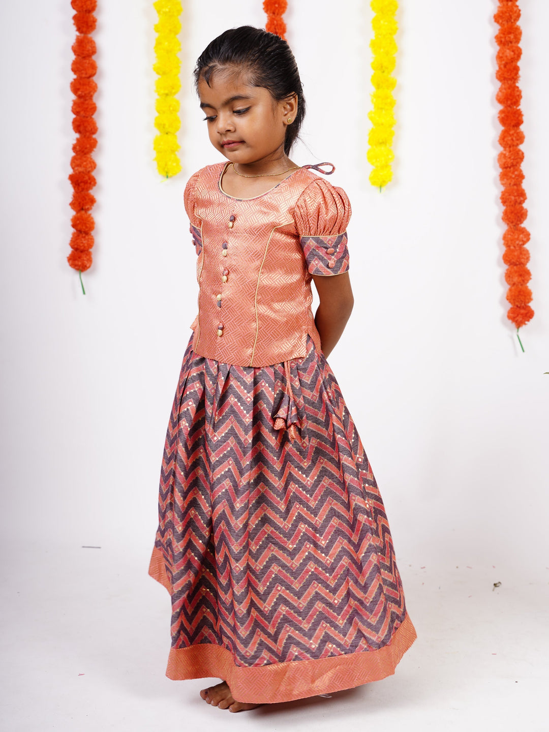 The Nesavu Lehenga & Ghagra Designer Jacquard Silk Pavadai And Top  For Baby Girls psr silks Nesavu