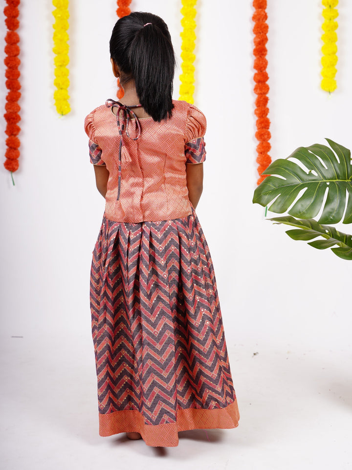 The Nesavu Lehenga & Ghagra Designer Jacquard Silk Pavadai And Top  For Baby Girls psr silks Nesavu
