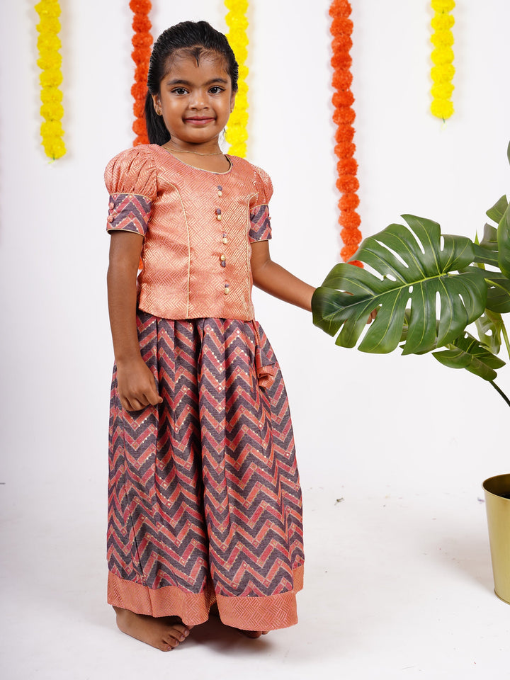 The Nesavu Lehenga & Ghagra Designer Jacquard Silk Pavadai And Top  For Baby Girls psr silks Nesavu