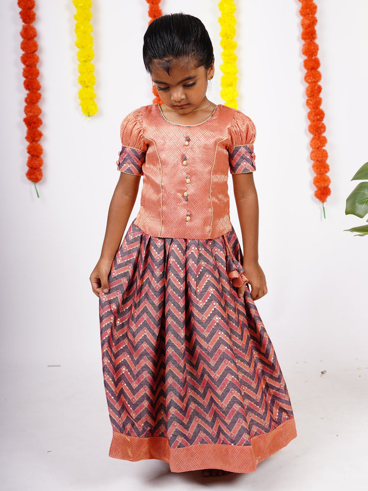 The Nesavu Lehenga & Ghagra Designer Jacquard Silk Pavadai And Top  For Baby Girls psr silks Nesavu