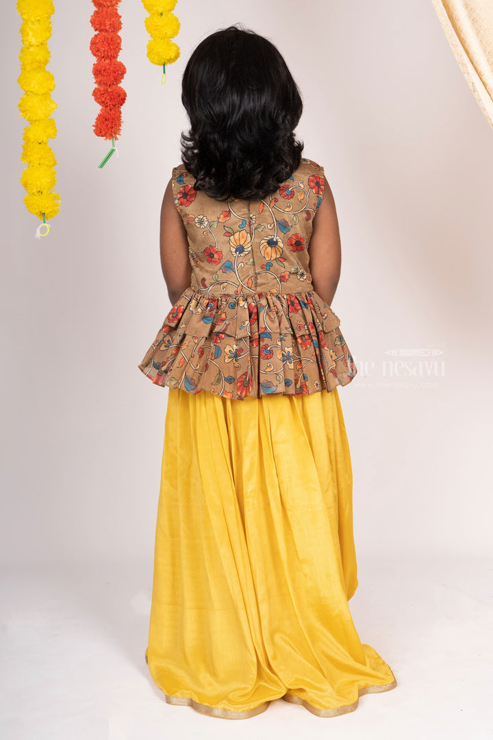 The Nesavu Lehenga & Ghagra Double Flared Party Wear Crop Top With Yellow Skirt psr silks Nesavu