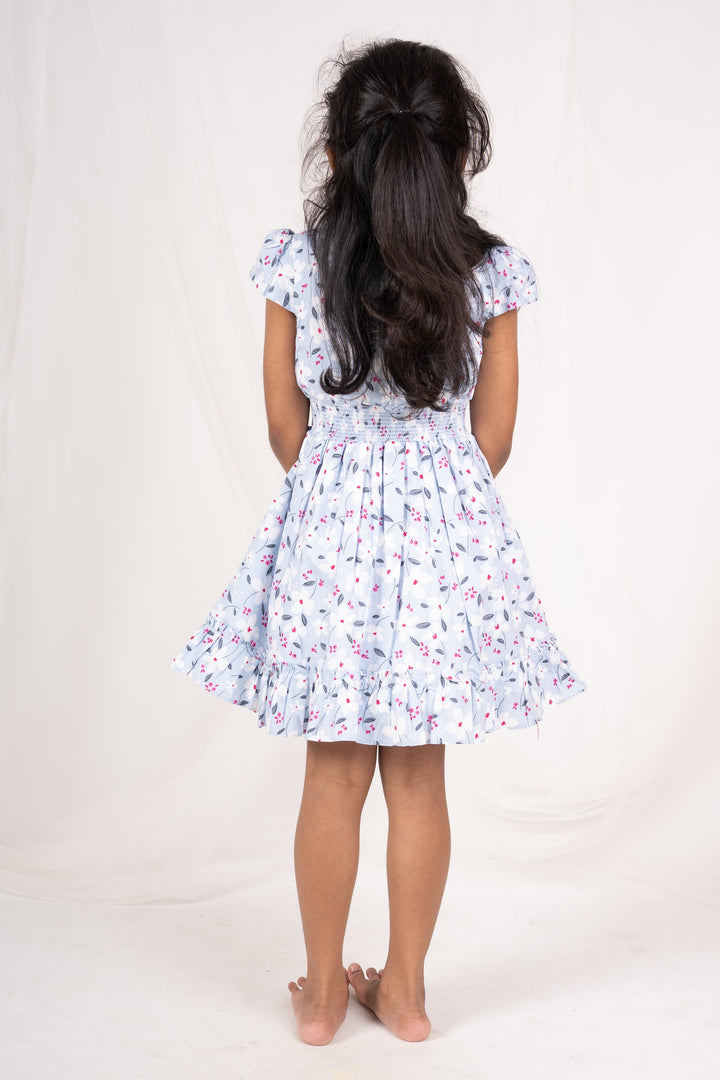 The Nesavu Frocks & Dresses Elastic Waist Ash Print Cotton Gown With Ruffled End psr silks Nesavu