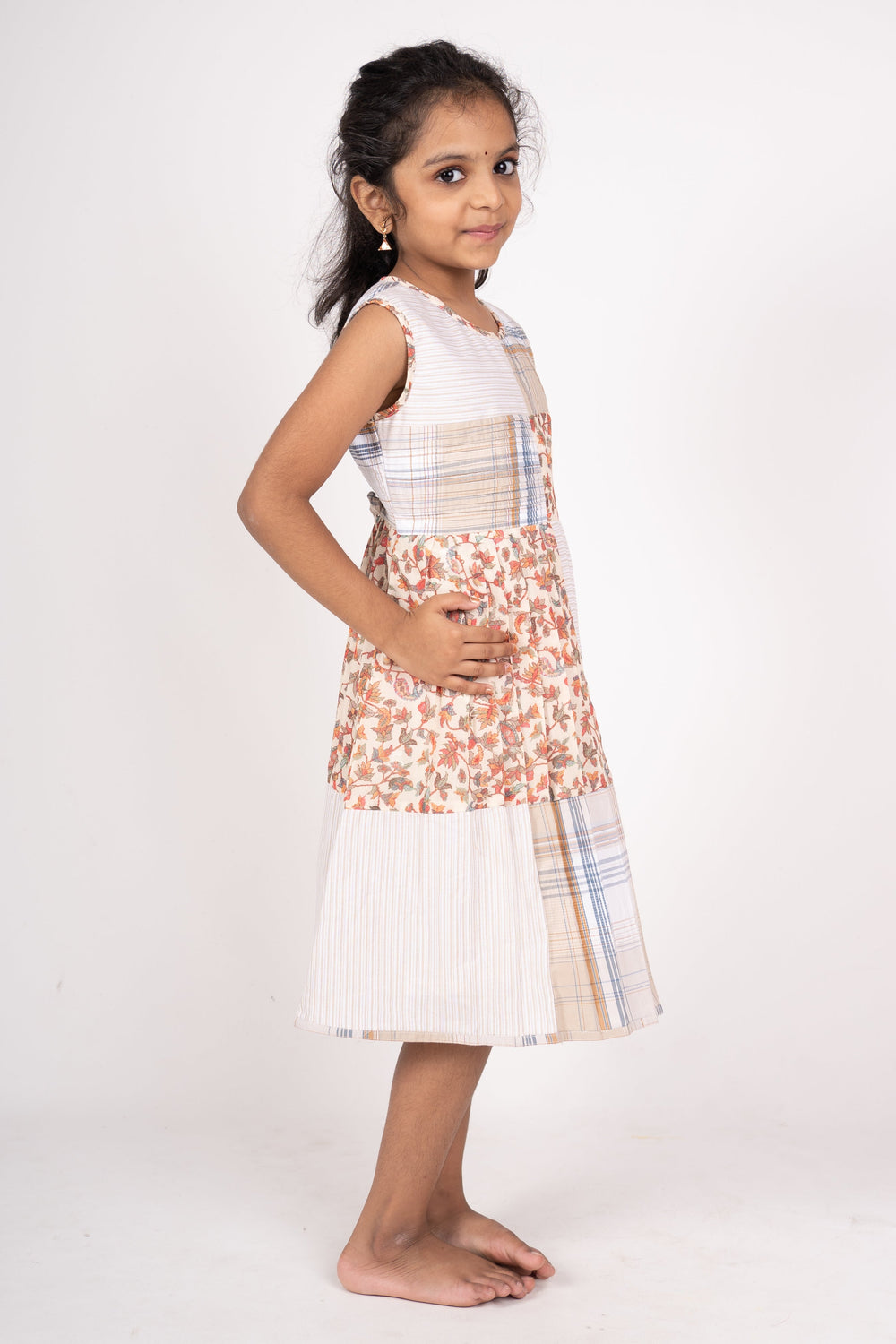 The Nesavu Frocks & Dresses Elegant Multi Fabric Patch Work Cotton Frock Dress psr silks Nesavu