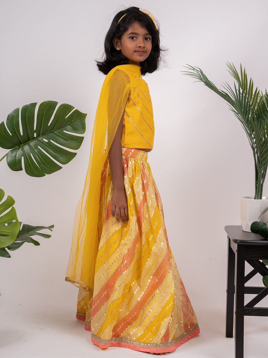 The Nesavu Lehenga & Ghagra Elegant Yellow Designer Party Wear Ghaghara Choli For Baby Girls psr silks Nesavu