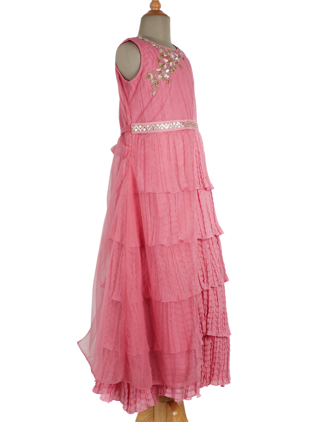 The Nesavu Frocks & Dresses Fancy Party Wear Full Gown For Girls With Hand Embroidery Belt Embellishment psr silks Nesavu