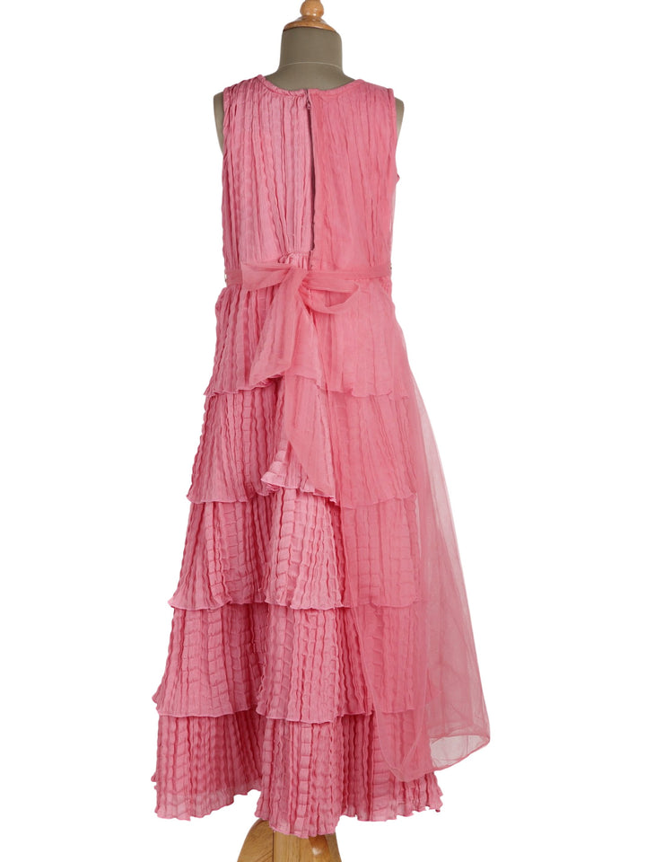 The Nesavu Frocks & Dresses Fancy Party Wear Full Gown For Girls With Hand Embroidery Belt Embellishment psr silks Nesavu