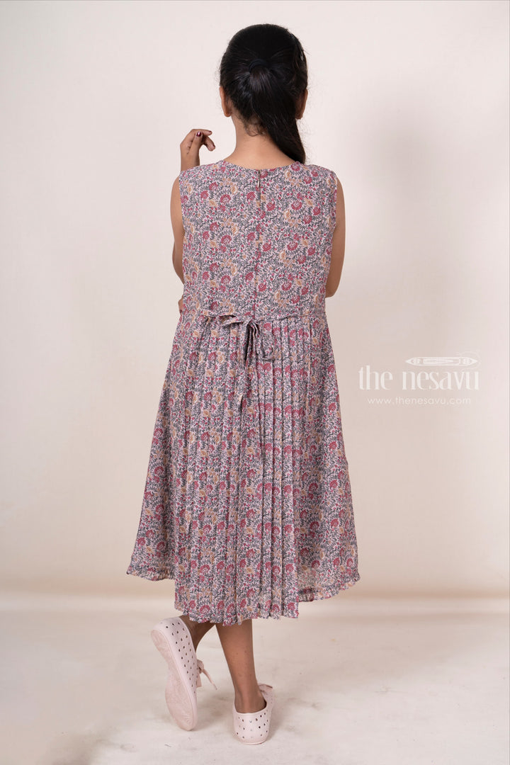 The Nesavu Frocks & Dresses Floral Bush- Designer Baby Girls Cotton Frock With Fabric Trims psr silks Nesavu