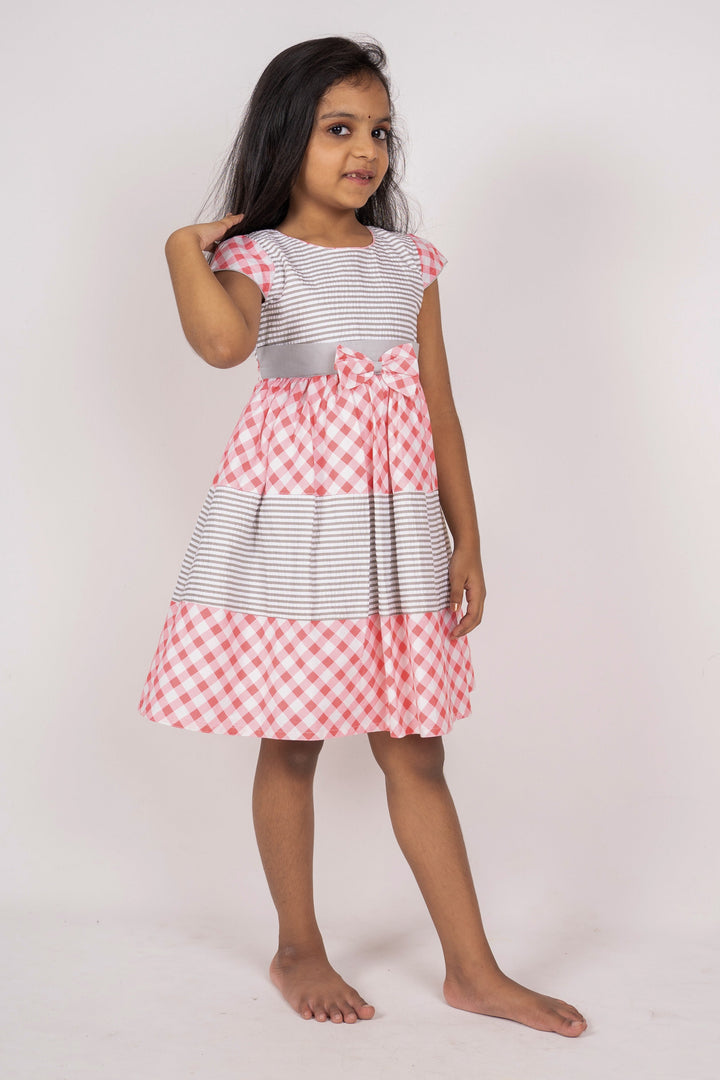 The Nesavu Frocks & Dresses Geometric Print Summer Cotton Frock for Girls psr silks Nesavu