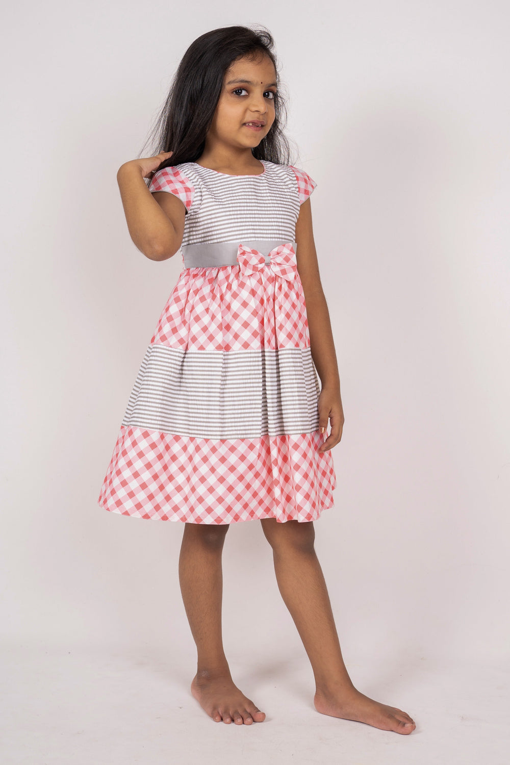 The Nesavu Frocks & Dresses Geometric Print Summer Cotton Frock for Girls psr silks Nesavu