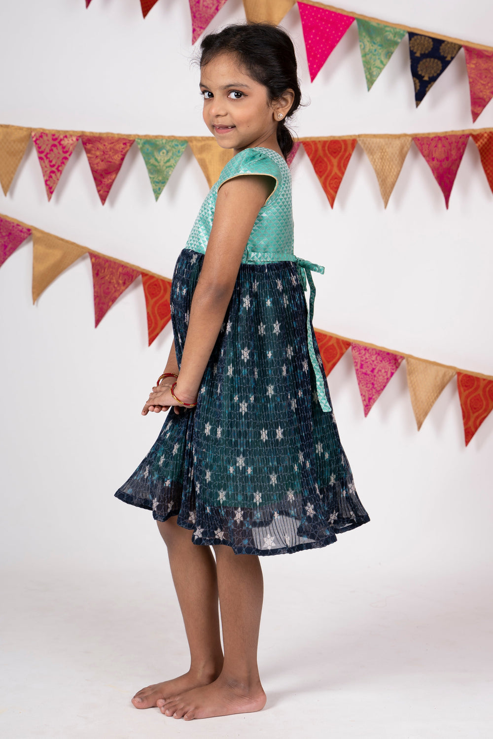 The Nesavu Frocks & Dresses Girls Latest Designer Daily Wear Frock Dresses With Flutter Sleeve psr silks Nesavu