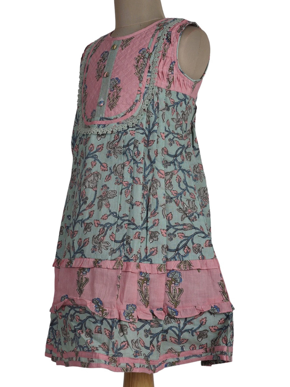The Nesavu Frocks & Dresses Handblock Printed Multicolour Soft Cotton Printed Frock psr silks Nesavu