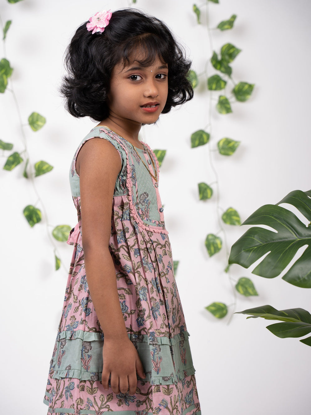 The Nesavu Frocks & Dresses Handblock Printed Multicolour Soft Cotton Printed Frock psr silks Nesavu
