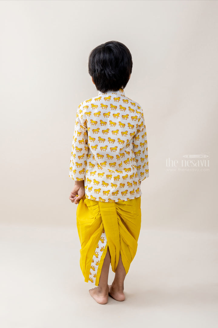 The Nesavu Ethnic Sets Horse Printed Light Green Cotton Kurta Suit For Baby Boys psr silks Nesavu