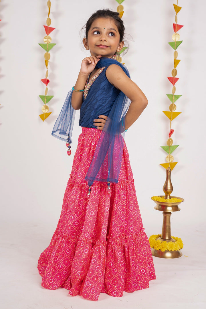 The Nesavu Lehenga & Ghagra Intricate Red With Blue Embroidery Designer Lehenga Wear For Girls psr silks Nesavu
