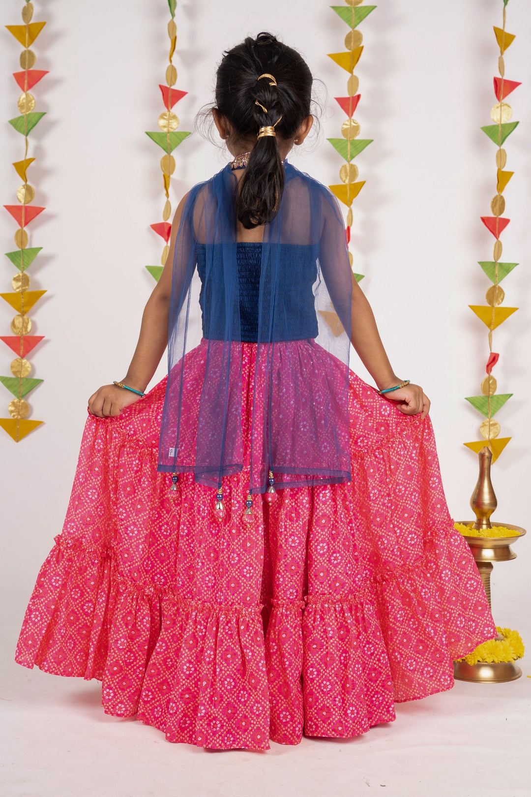 The Nesavu Lehenga & Ghagra Intricate Red With Blue Embroidery Designer Lehenga Wear For Girls psr silks Nesavu