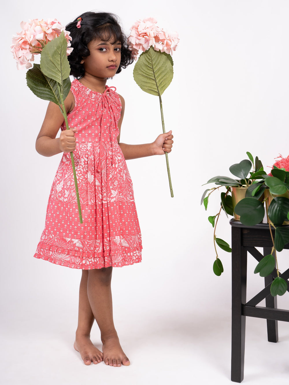 The Nesavu Frocks & Dresses Jaipur Hand Blocked Printed Summer Casual Frocks Fro Kids psr silks Nesavu