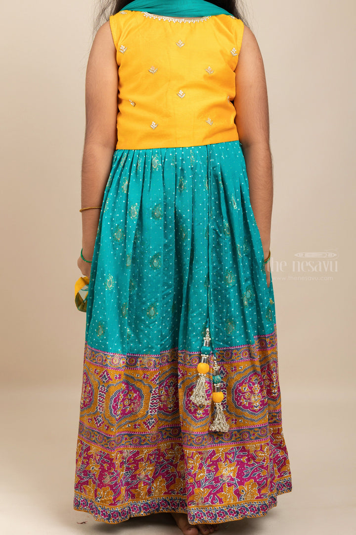 The Nesavu Lehenga & Ghagra Latest Printed Soft Silk Lehenga With Embroidery Crop Top For Baby Girls psr silks Nesavu