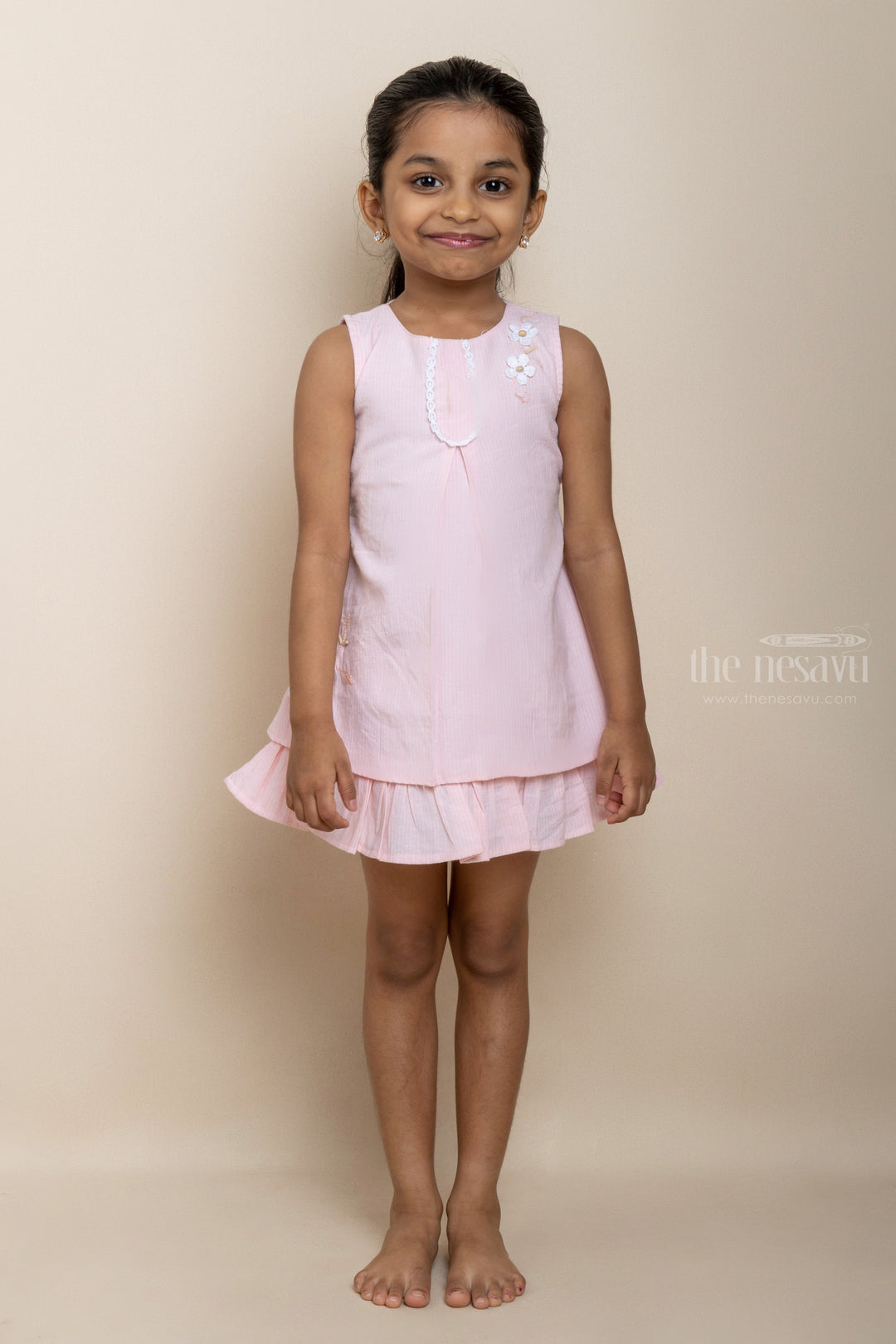 The Nesavu Baby Frock / Jhabla Light Peach Pink A-Line Cotton Gown For New Born Baby Girls psr silks Nesavu 14 (6M) / Pink BFJ298