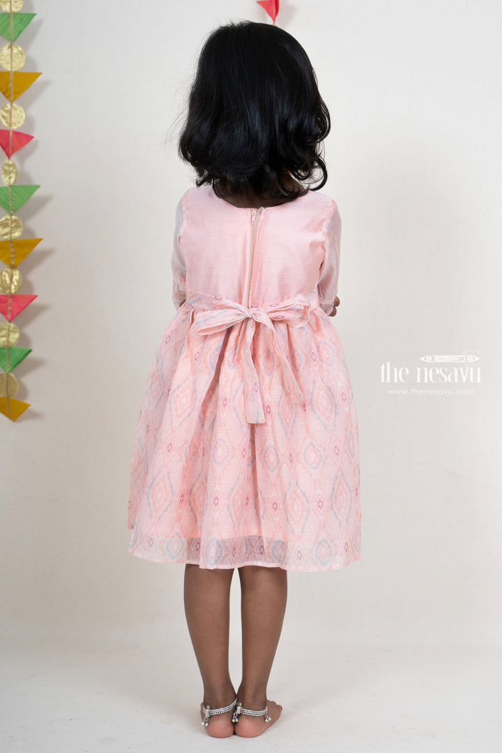 The Nesavu Light Pink Ikkat Designer Cotton Gown For Baby Girls psr silks Nesavu