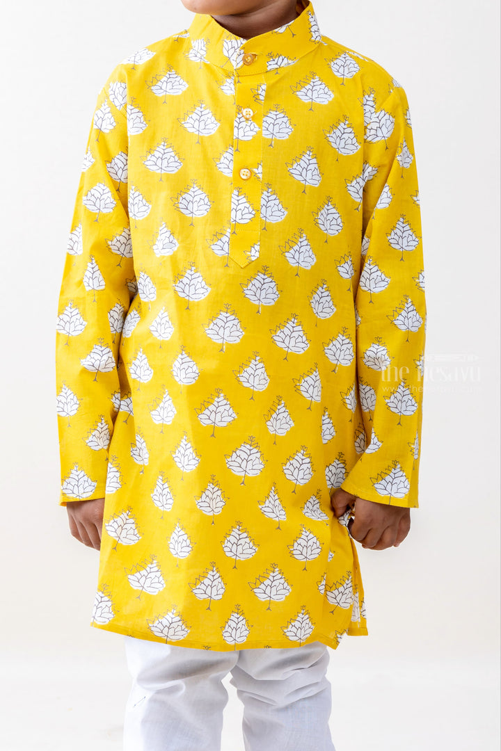 The Nesavu Ethnic Sets Lucky Charm - Pleasing Mustard Yellow Kurta And White Cotton Pants psr silks Nesavu