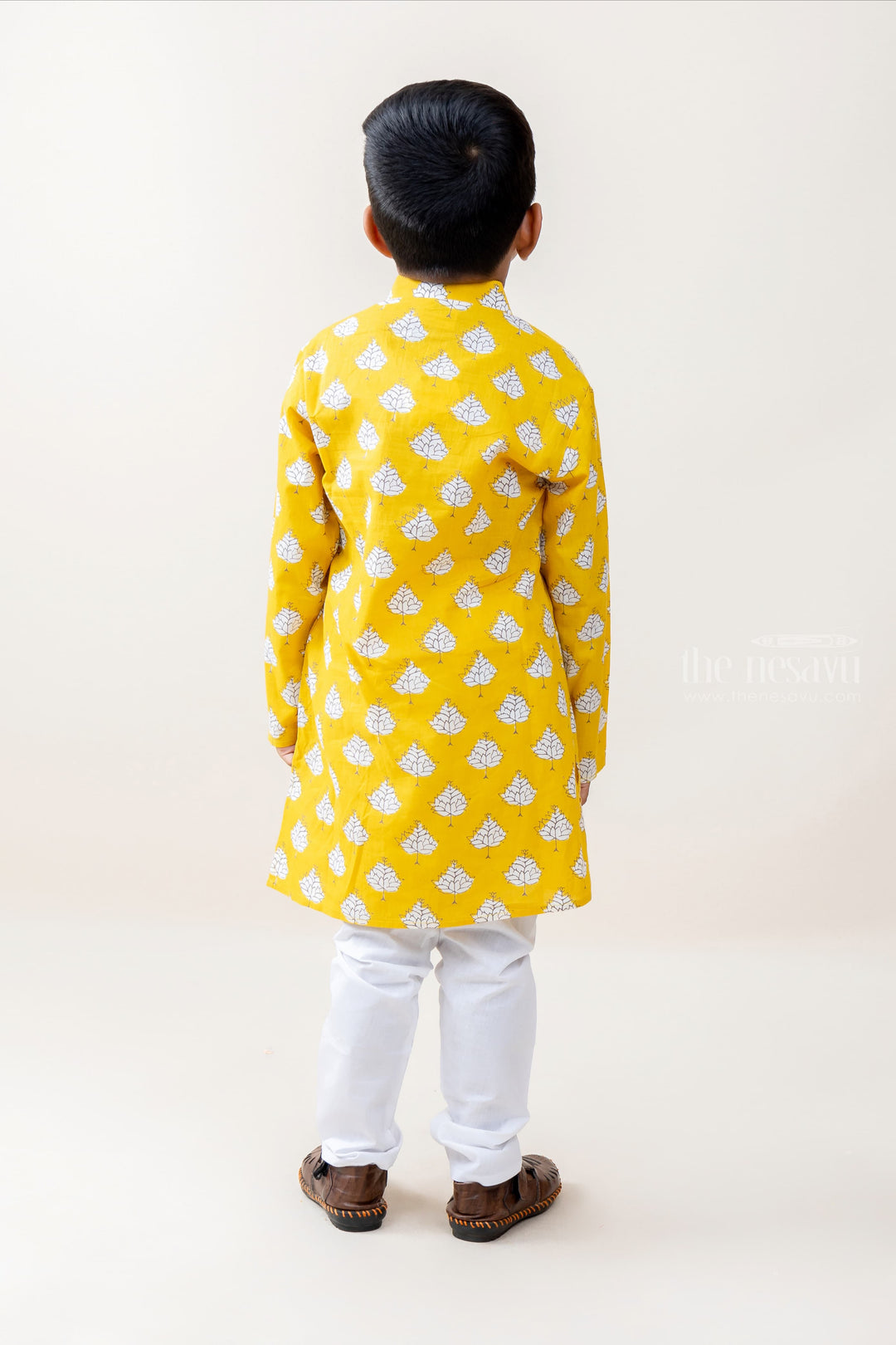 The Nesavu Ethnic Sets Lucky Charm - Pleasing Mustard Yellow Kurta And White Cotton Pants psr silks Nesavu