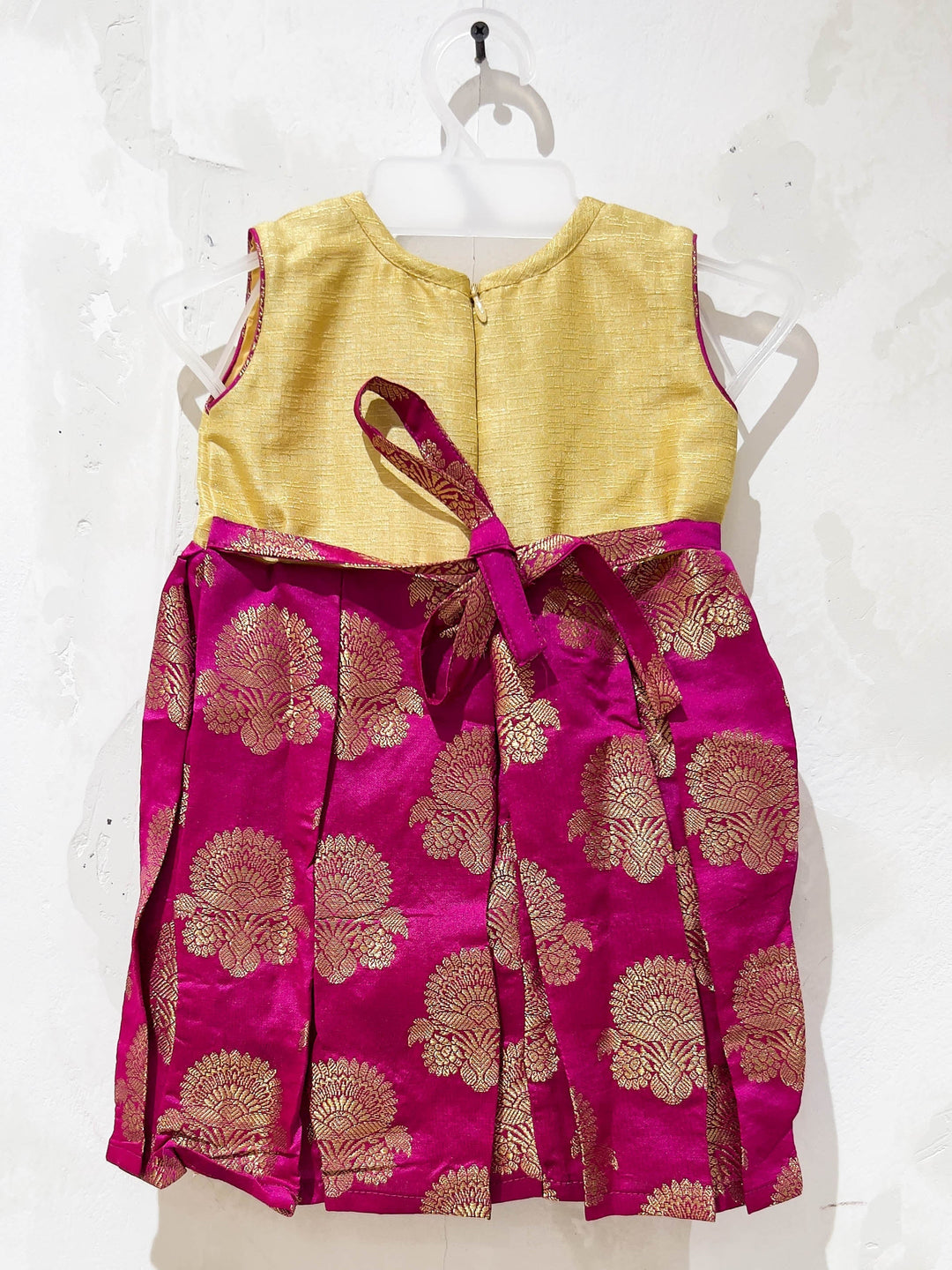 The Nesavu Silk frocks Magenta Banarasi Silk Frock With Designer Yoke psr silks Nesavu