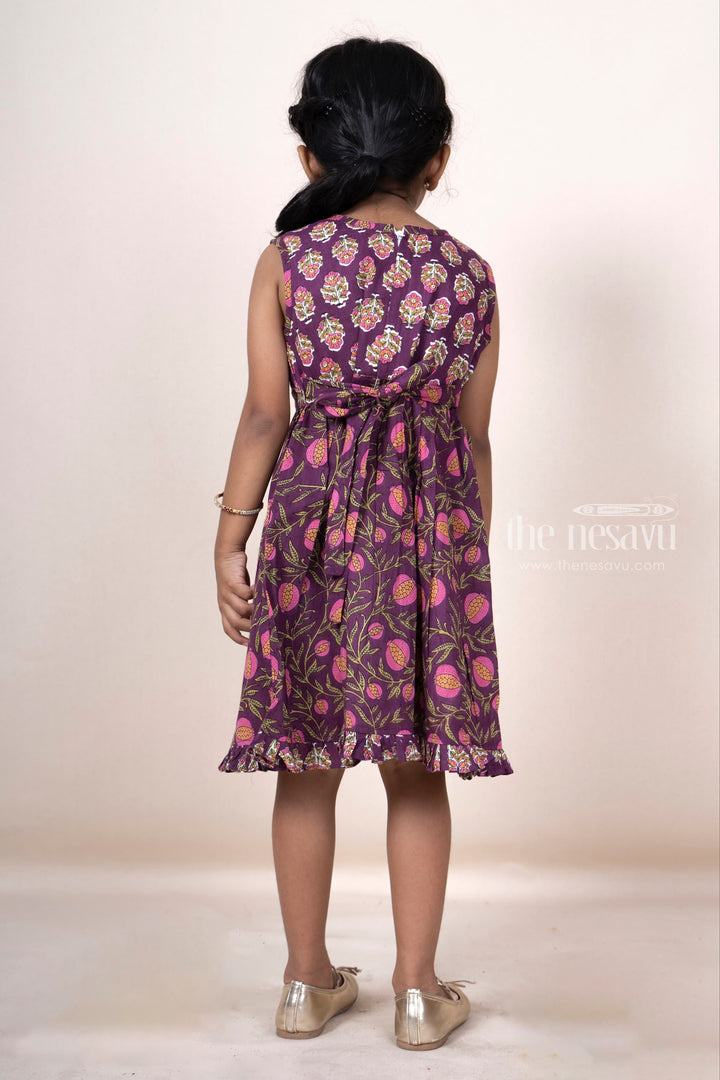 The Nesavu Frocks & Dresses Magenta Pink Floral Pin-Tucked Soft Cotton Gown For Baby Girls psr silks Nesavu
