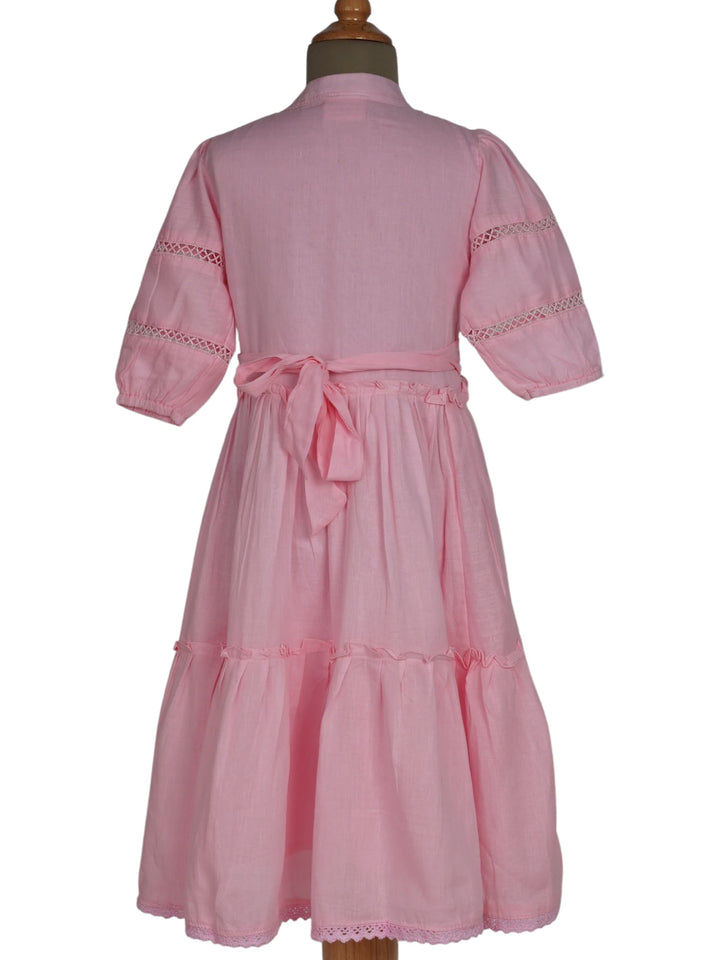 The Nesavu Frocks & Dresses Monochrome Cotton Wear For Girls With Tie-Up Mandarin Collar psr silks Nesavu