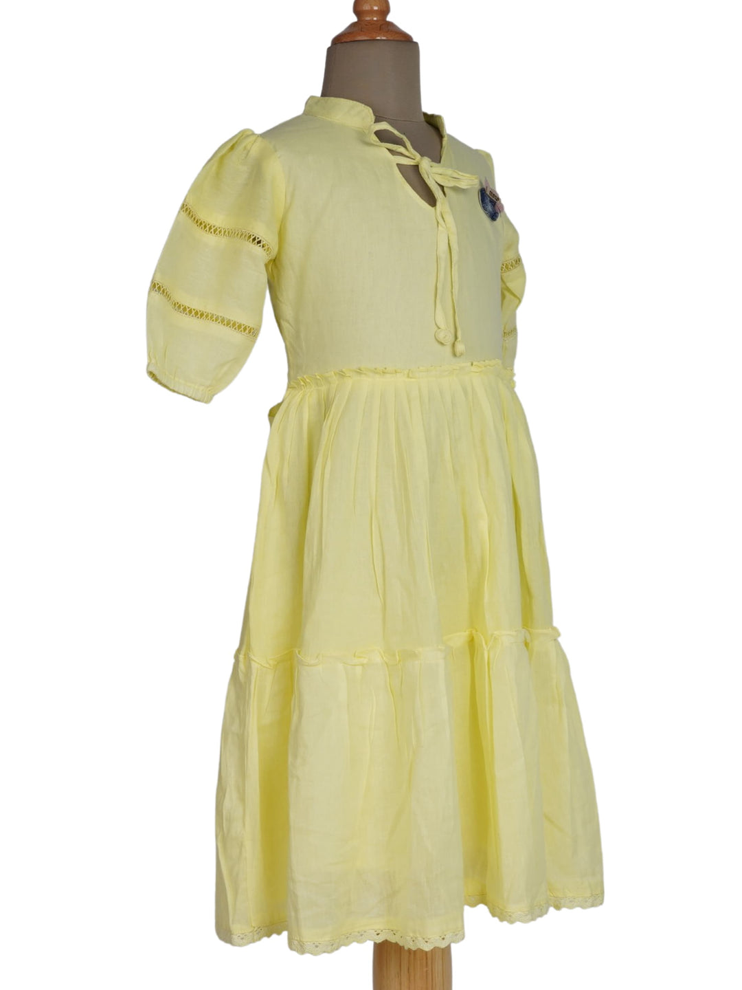 The Nesavu Frocks & Dresses Monochrome Cotton Wear For Girls With Tie-Up Mandarin Collar psr silks Nesavu