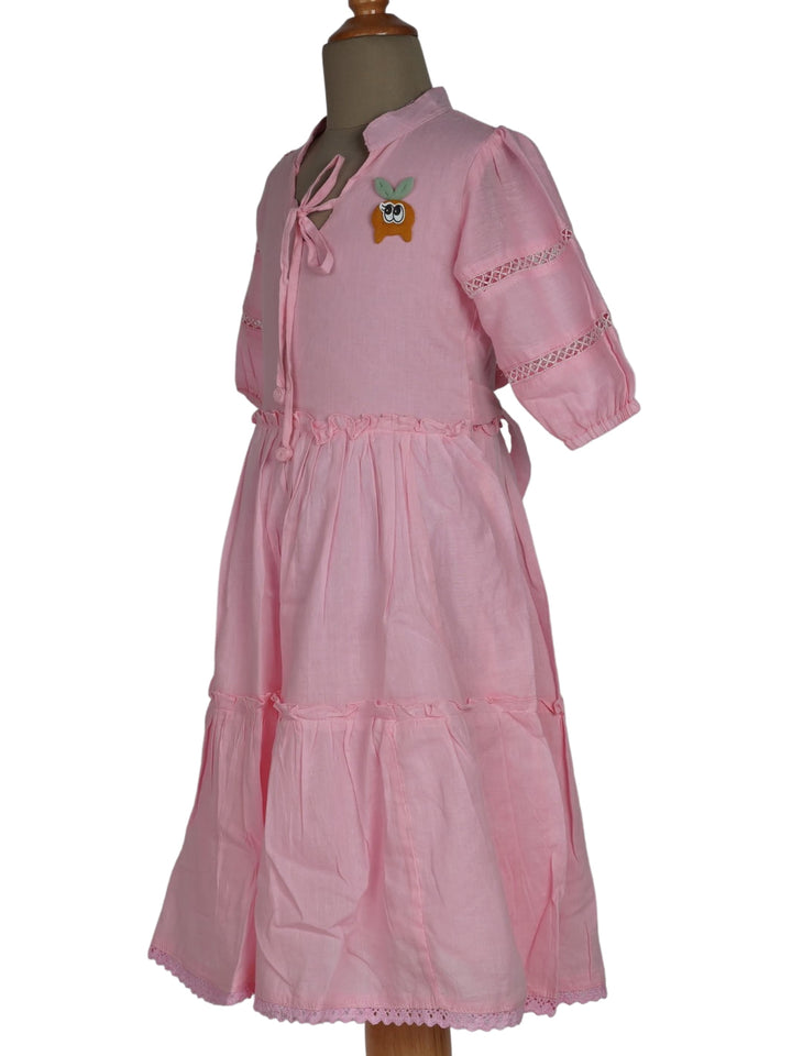 The Nesavu Frocks & Dresses Monochrome Cotton Wear For Girls With Tie-Up Mandarin Collar psr silks Nesavu