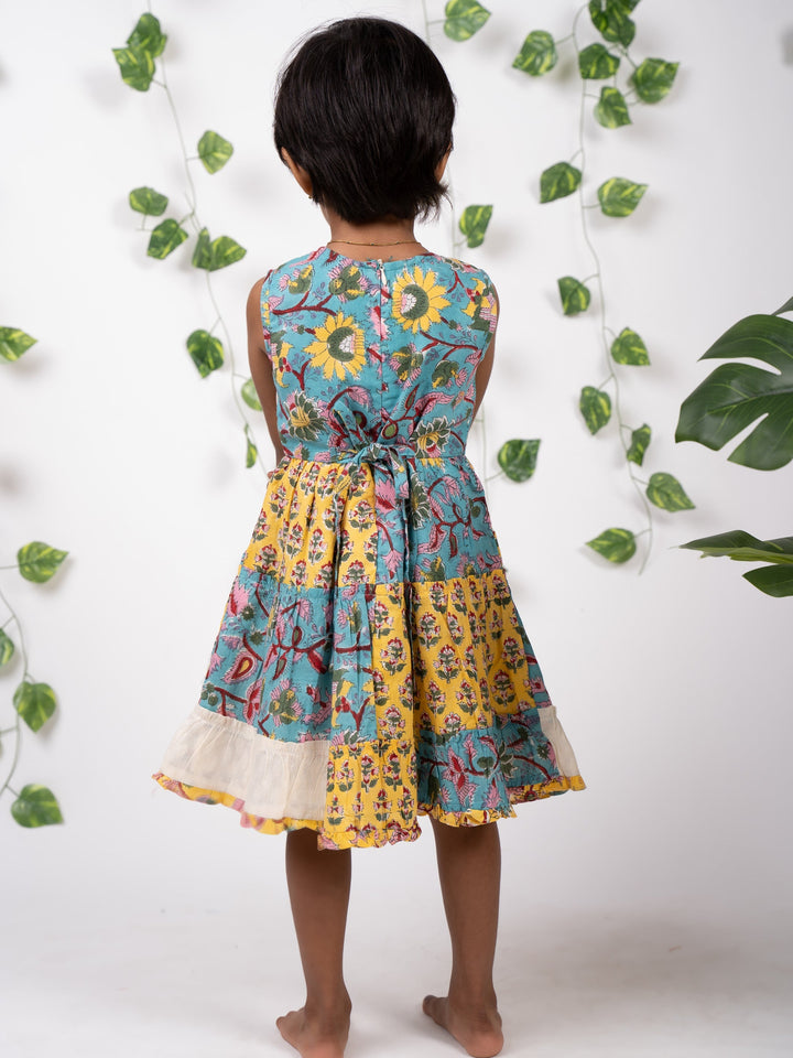 The Nesavu  Multi Colour Jaipuri Hand block Printed Floral Summer Casuals Wear Frock psr silks Nesavu